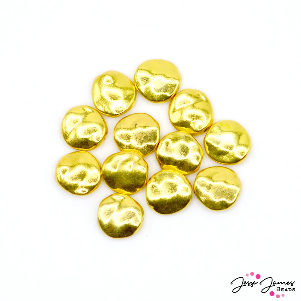 11x4MM Gold Coin Metal Bead Set