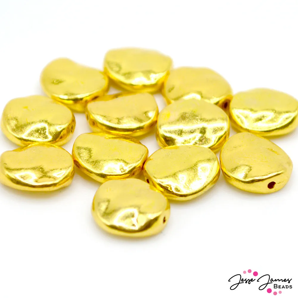 11x4MM Gold Coin Metal Bead Set