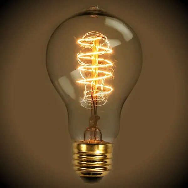 12 Bulb Pack - Vintage Spiral Filament A19 Nostalgic Bulb - 40 Watt