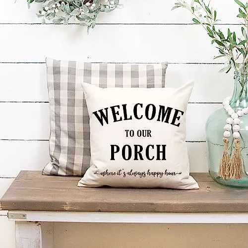 18x18 Pillow Covers, Waterproof, Set of 2 Farmhouse Porch Decor Patio Decorative Pillow Covers (Inserts sold separately)