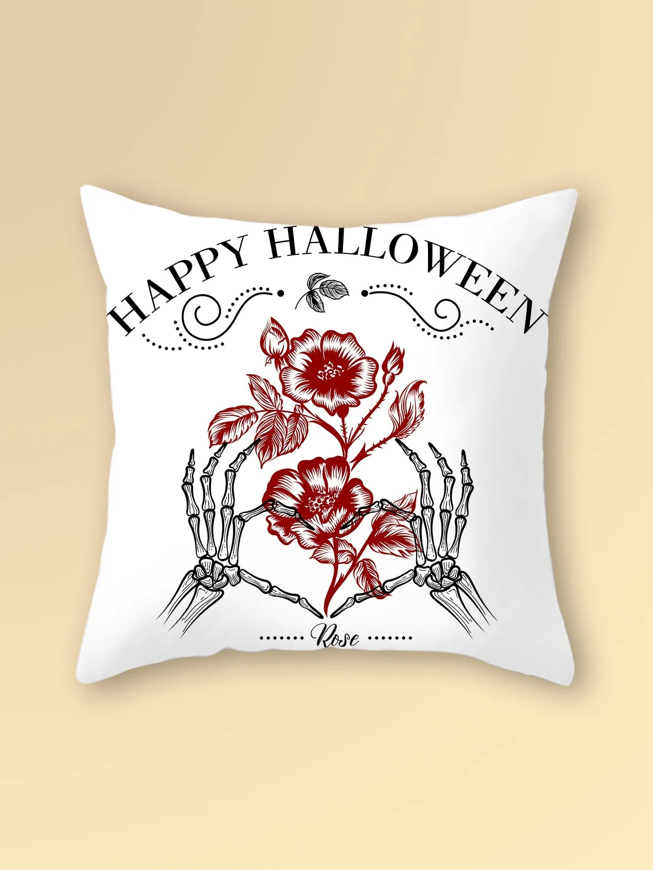 1pc Halloween Floral Print Cushion Cover Without Filler