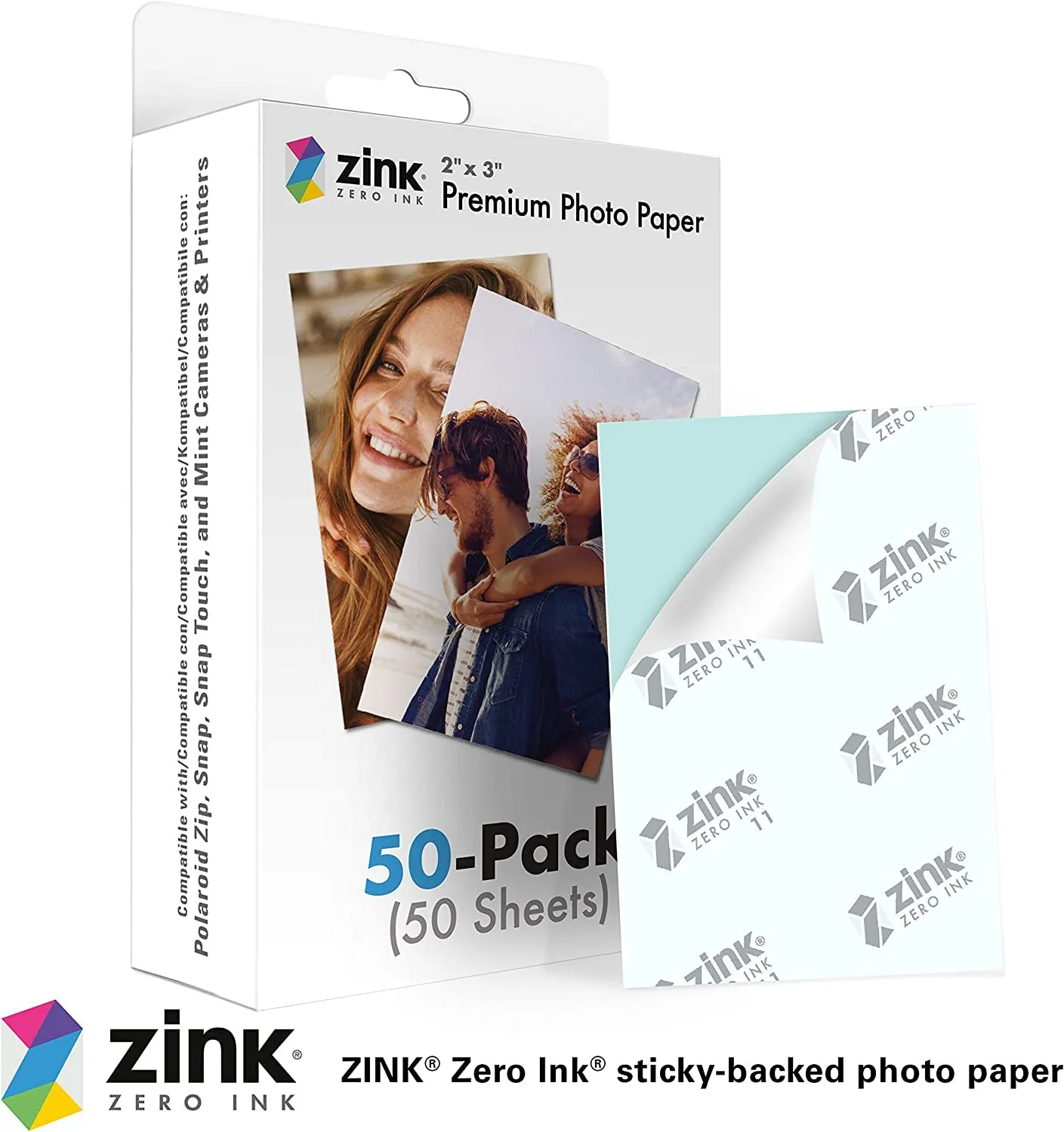 2"X3" Premium Instant Photo Paper (50 Pack) Compatible with Polaroid Snap, Snap Touch, Zip and Mint Cameras and Printers, 50 Count (Pack of 1)