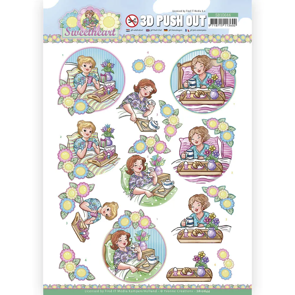 3D Diecut sheet - Yvonne Creations / Bubbly Girls / Sweetheart / Breakfast