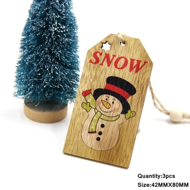 3PCS Multi Style Christmas Wooden Pendants Ornaments Wood Craft For Xmas Tree Ornament DIY Gift Christmas Party Decorations