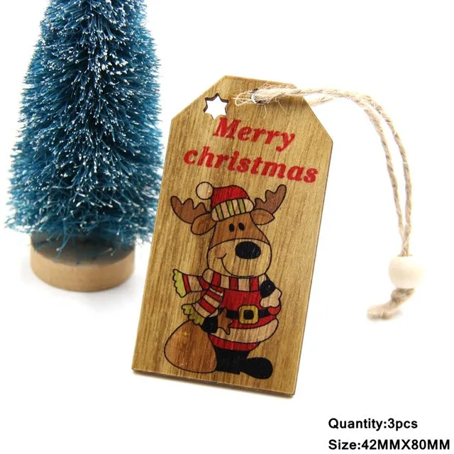 3PCS Multi Style Christmas Wooden Pendants Ornaments Wood Craft For Xmas Tree Ornament DIY Gift Christmas Party Decorations