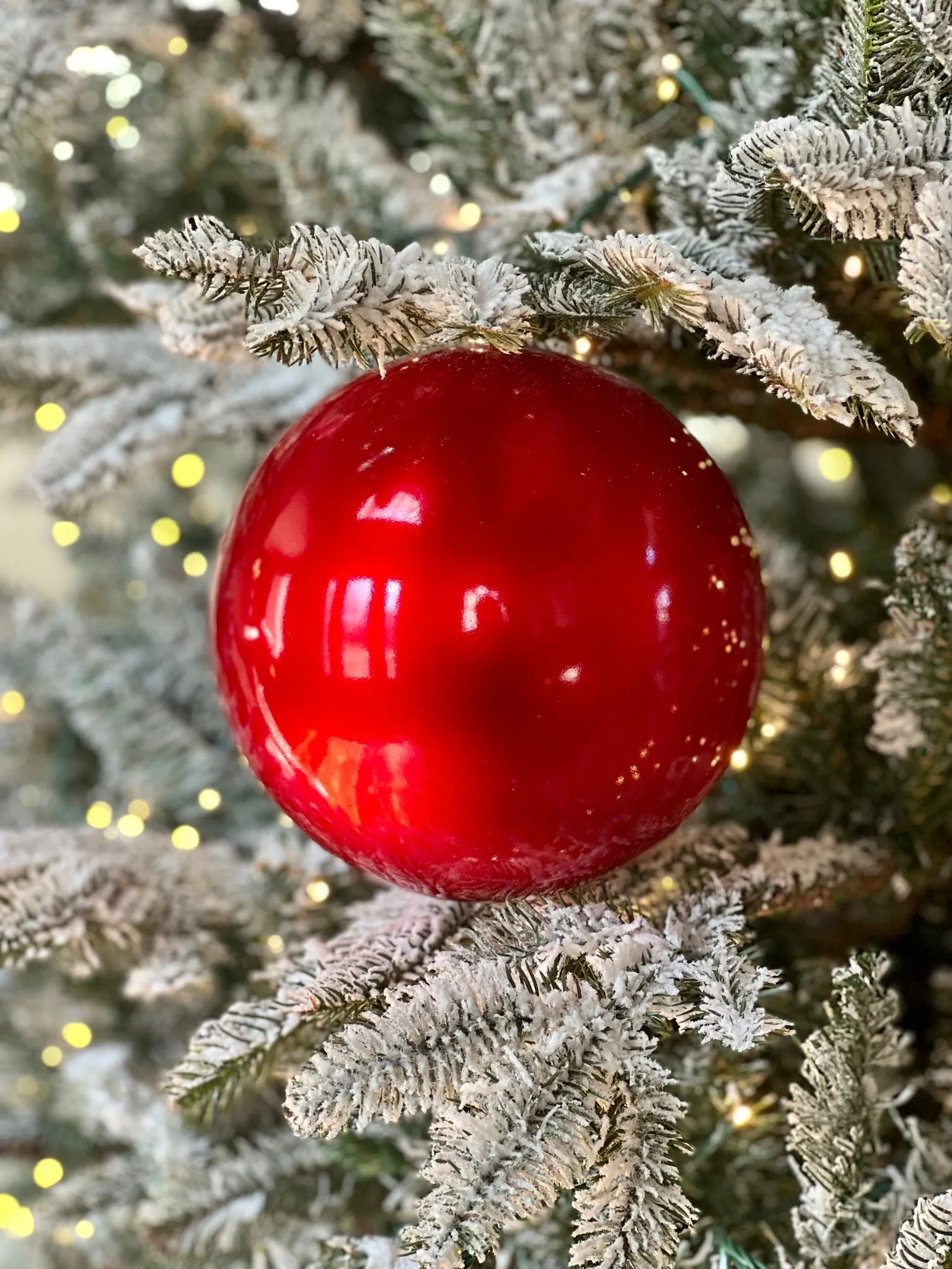 6 Inch Shatterproof Red Candy Apple Finish Designer Ball Ornament, Pre-Wired for Christmas Decorating