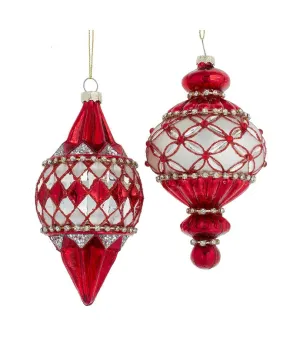 6.5" Glass Red & Silver Finial Ornament