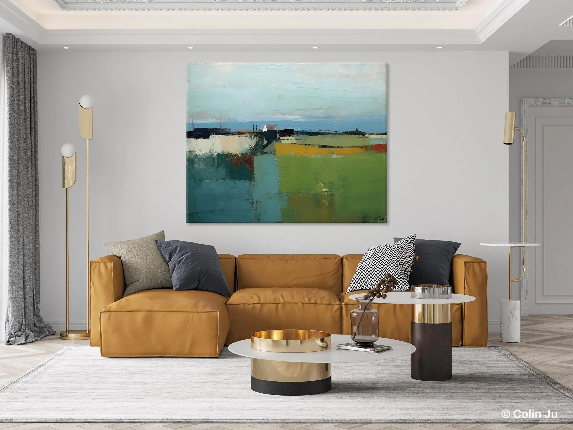 Abstract Landscape Painting for Living Room, Heavy Texture Painting, Hand Painted Canvas Art, Original Abstract Art, Acrylic Art on Canvas