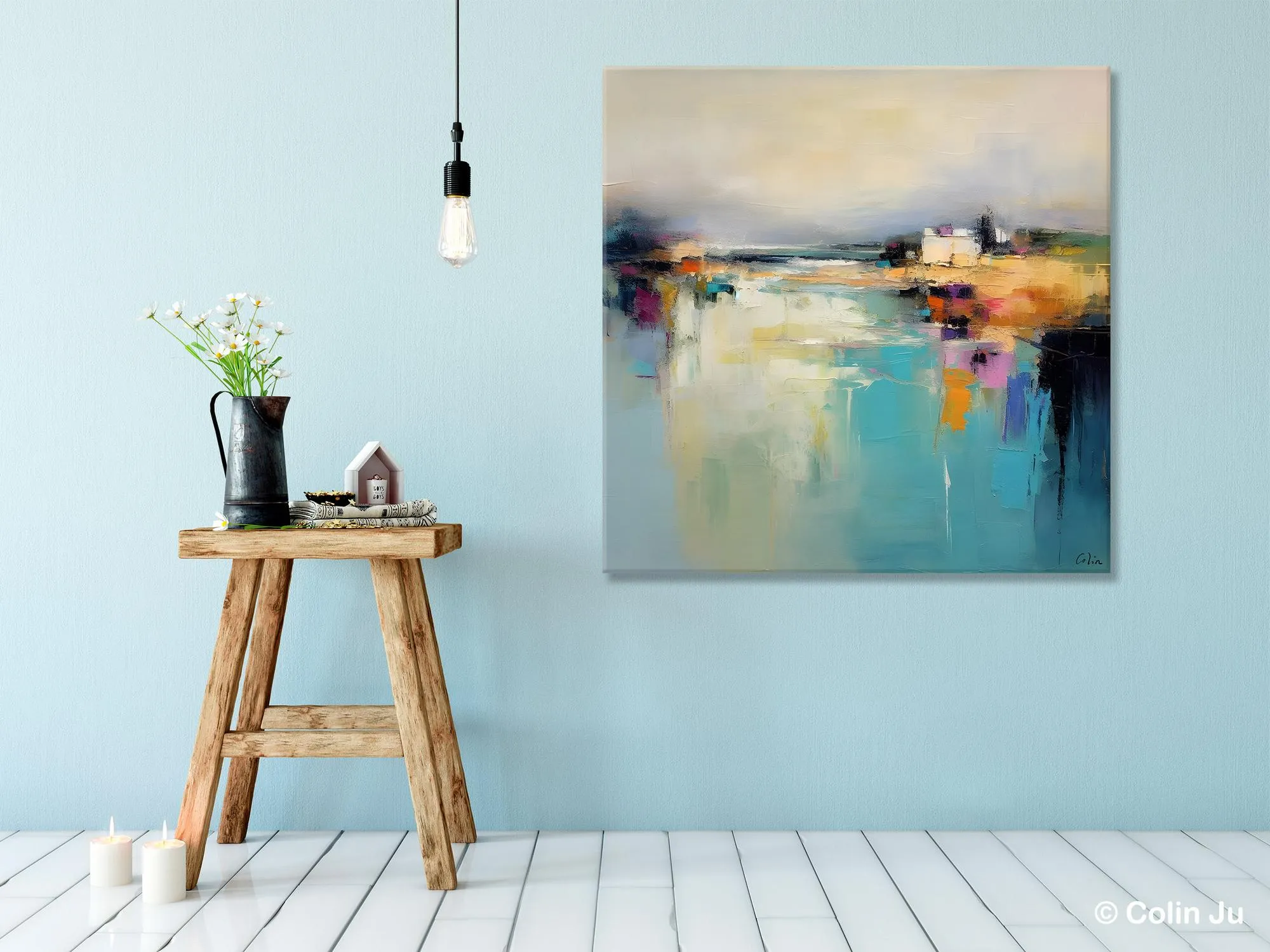 Abstract Landscape Painting on Canvas, Extra Large Original Artwork, Large Paintings for Bedroom, Oversized Contemporary Wall Art Paintings