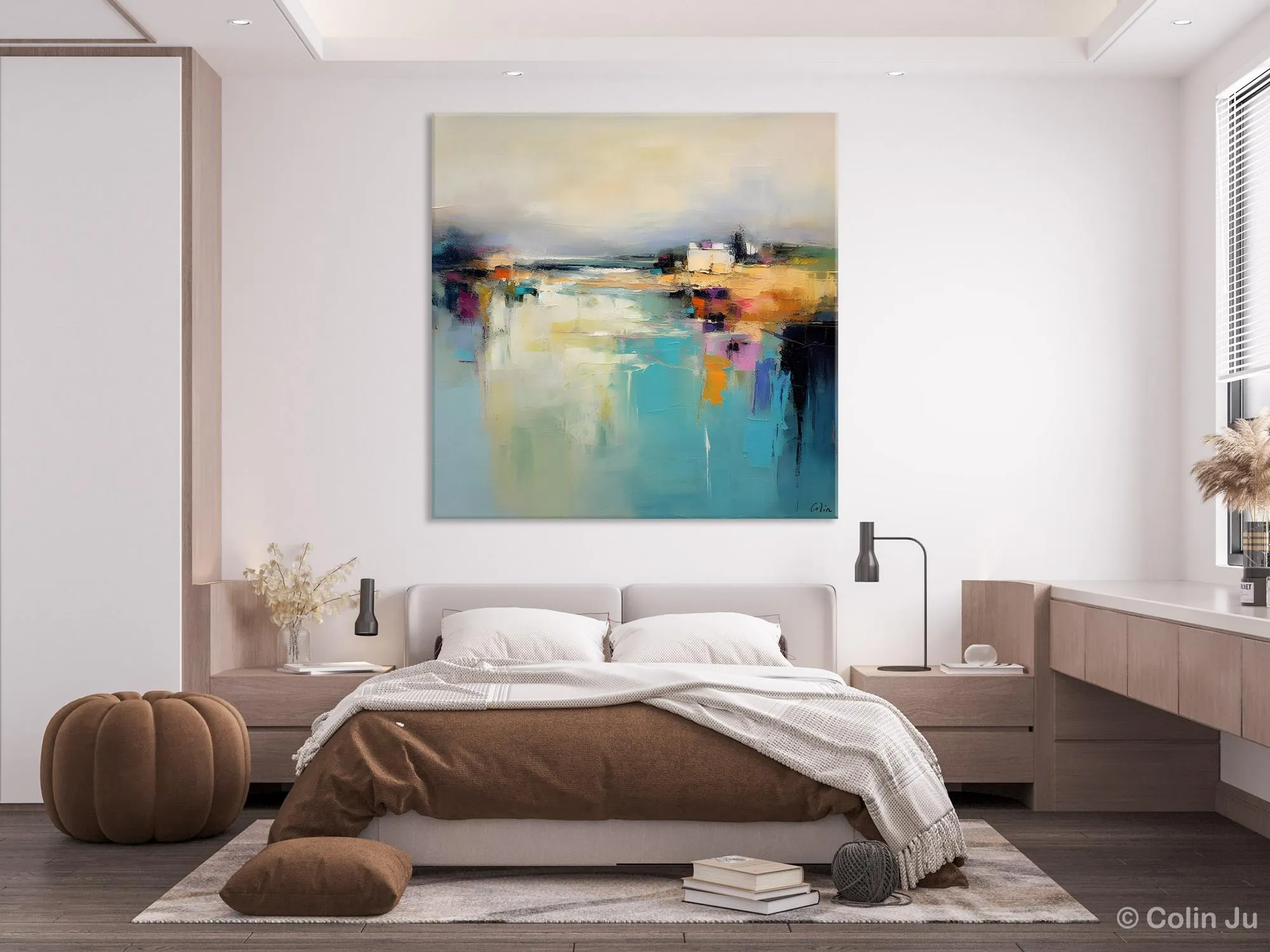 Abstract Landscape Painting on Canvas, Extra Large Original Artwork, Large Paintings for Bedroom, Oversized Contemporary Wall Art Paintings