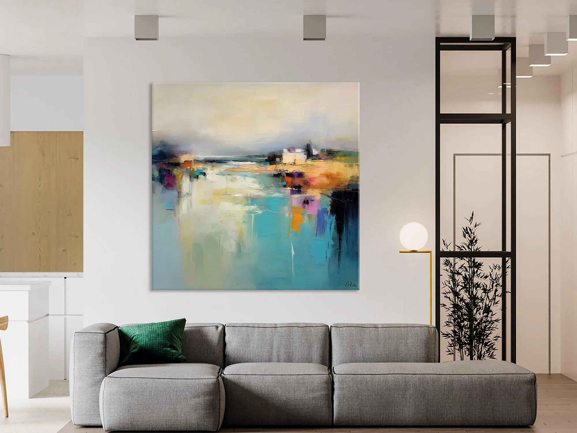 Abstract Landscape Painting on Canvas, Extra Large Original Artwork, Large Paintings for Bedroom, Oversized Contemporary Wall Art Paintings