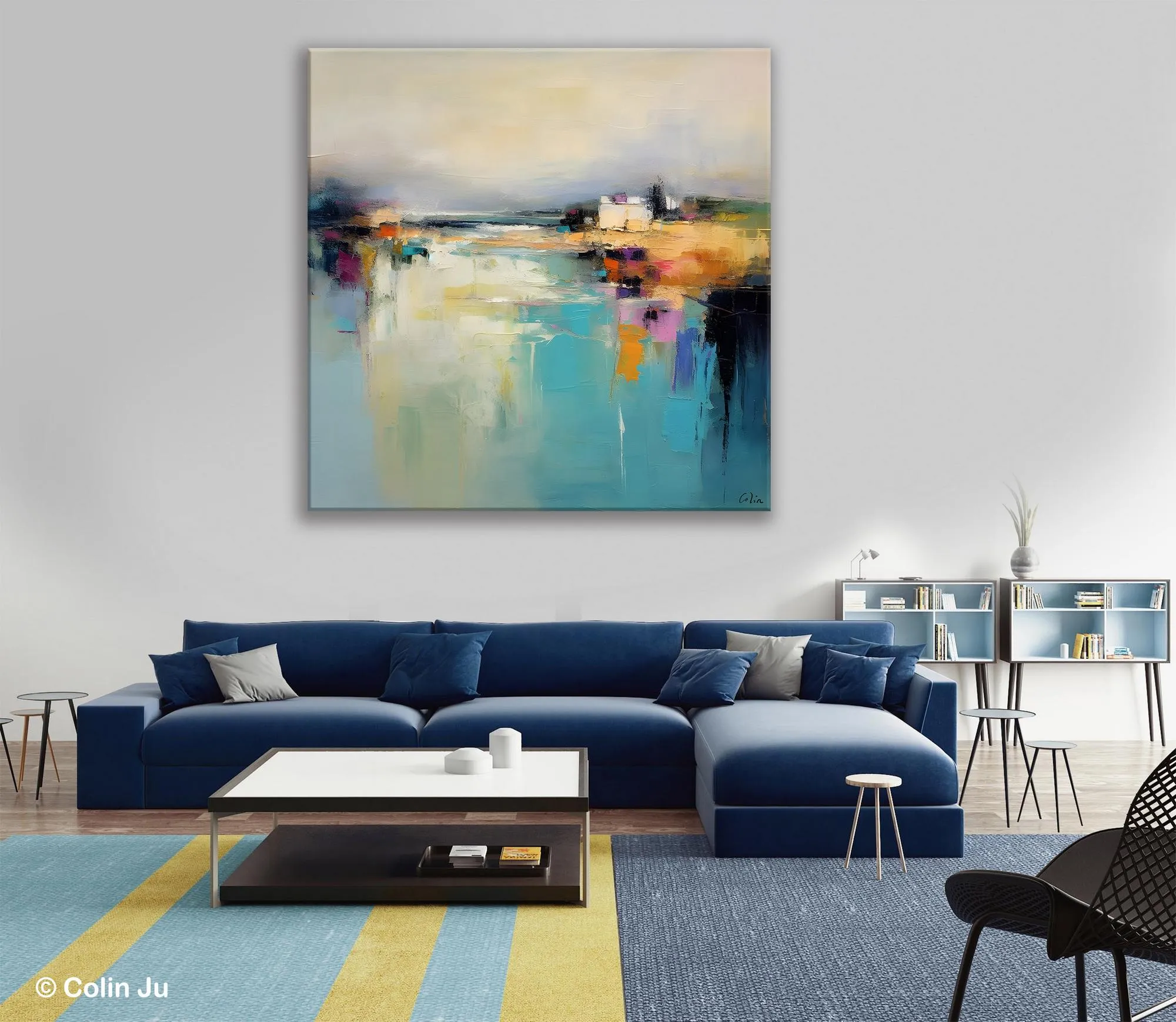 Abstract Landscape Painting on Canvas, Extra Large Original Artwork, Large Paintings for Bedroom, Oversized Contemporary Wall Art Paintings