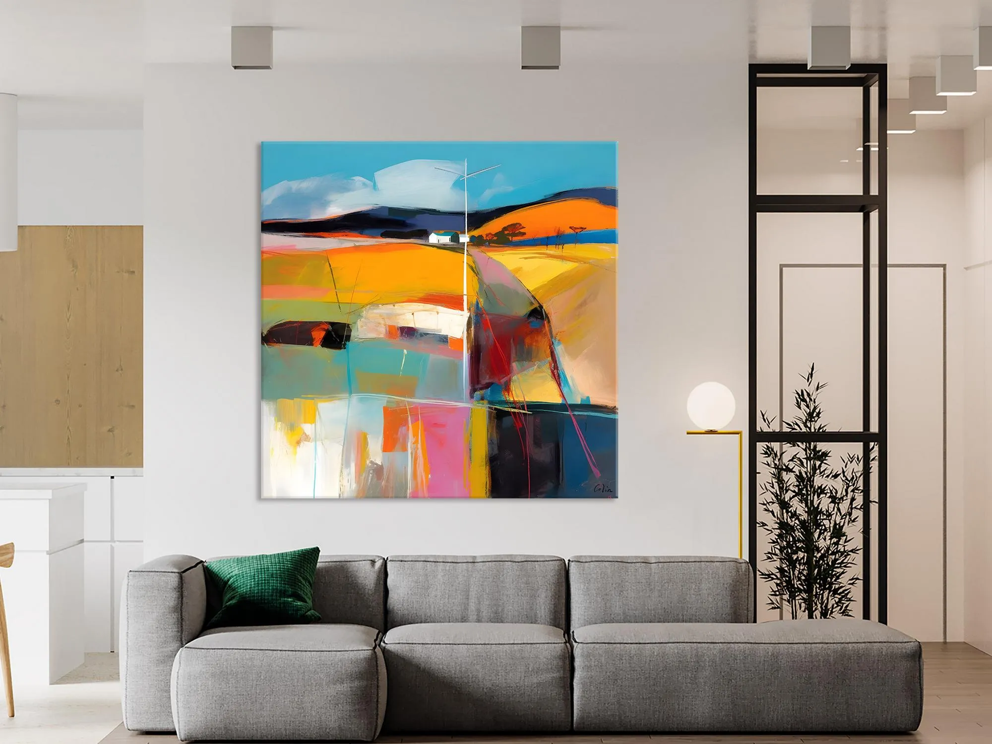 Acrylic Painting for Living Room, Contemporary Abstract Landscape Artwork, Oversized Wall Art Paintings, Original Modern Paintings on Canvas