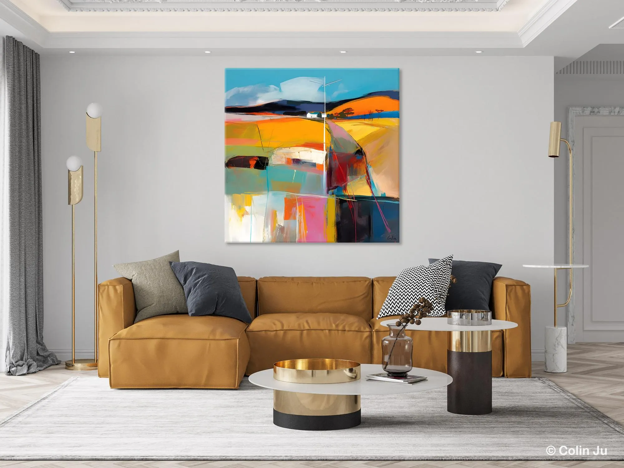 Acrylic Painting for Living Room, Contemporary Abstract Landscape Artwork, Oversized Wall Art Paintings, Original Modern Paintings on Canvas