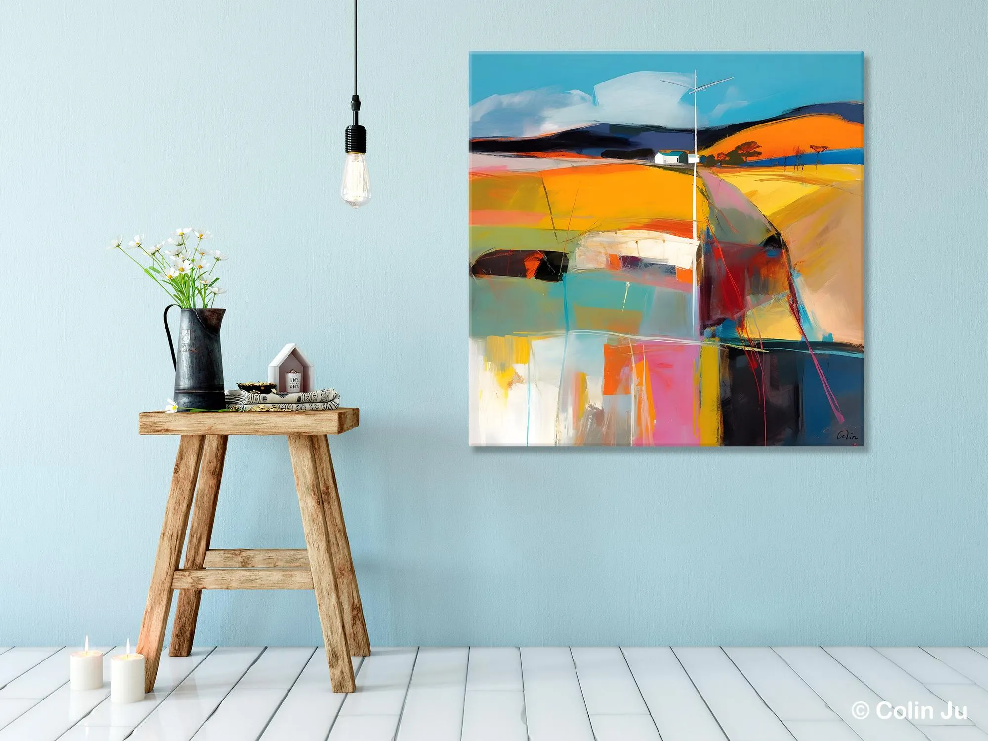 Acrylic Painting for Living Room, Contemporary Abstract Landscape Artwork, Oversized Wall Art Paintings, Original Modern Paintings on Canvas