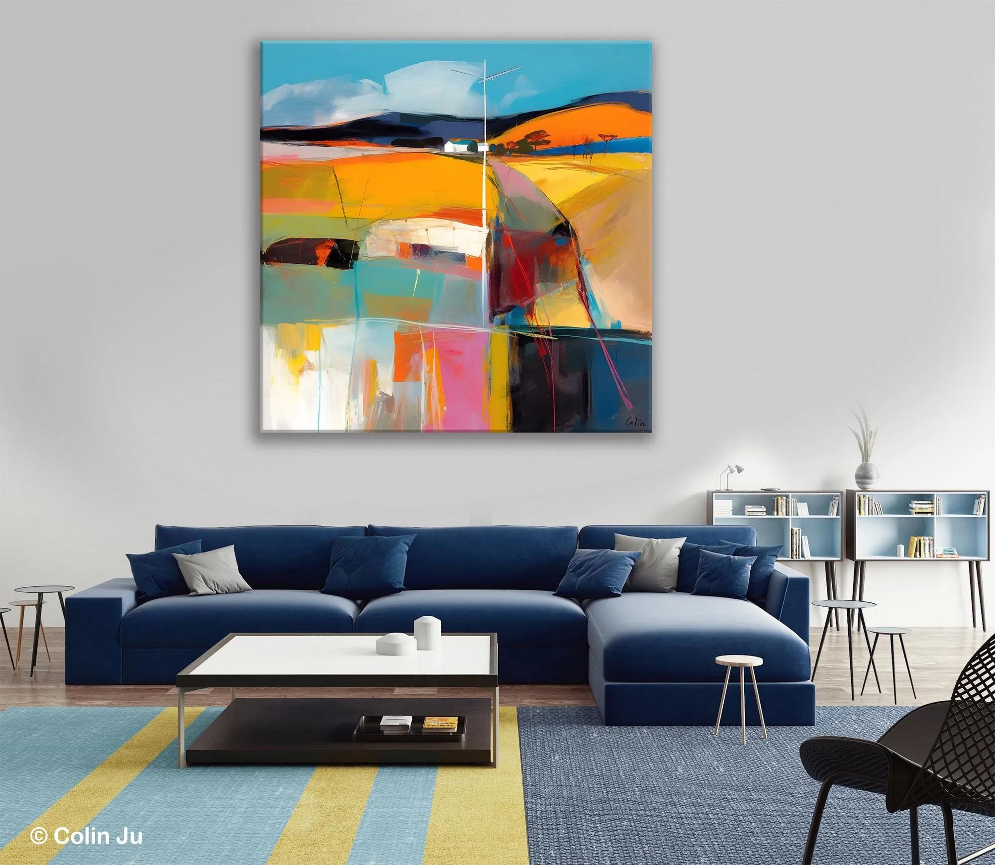 Acrylic Painting for Living Room, Contemporary Abstract Landscape Artwork, Oversized Wall Art Paintings, Original Modern Paintings on Canvas