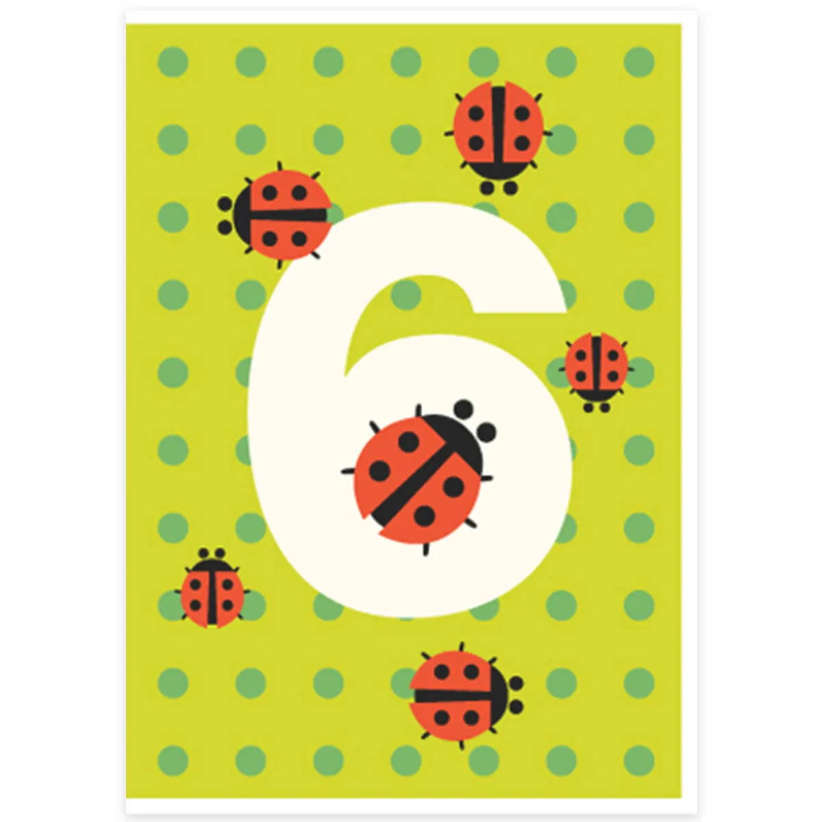 Age 6 Ladybirds Greetings Card by Dicky Bird