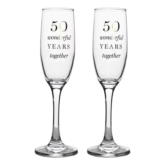 Amore Champagne Flutes Set of 2 - 50th Anniversary