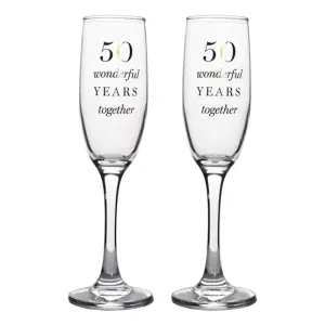 Amore Champagne Flutes Set of 2 - 50th Anniversary