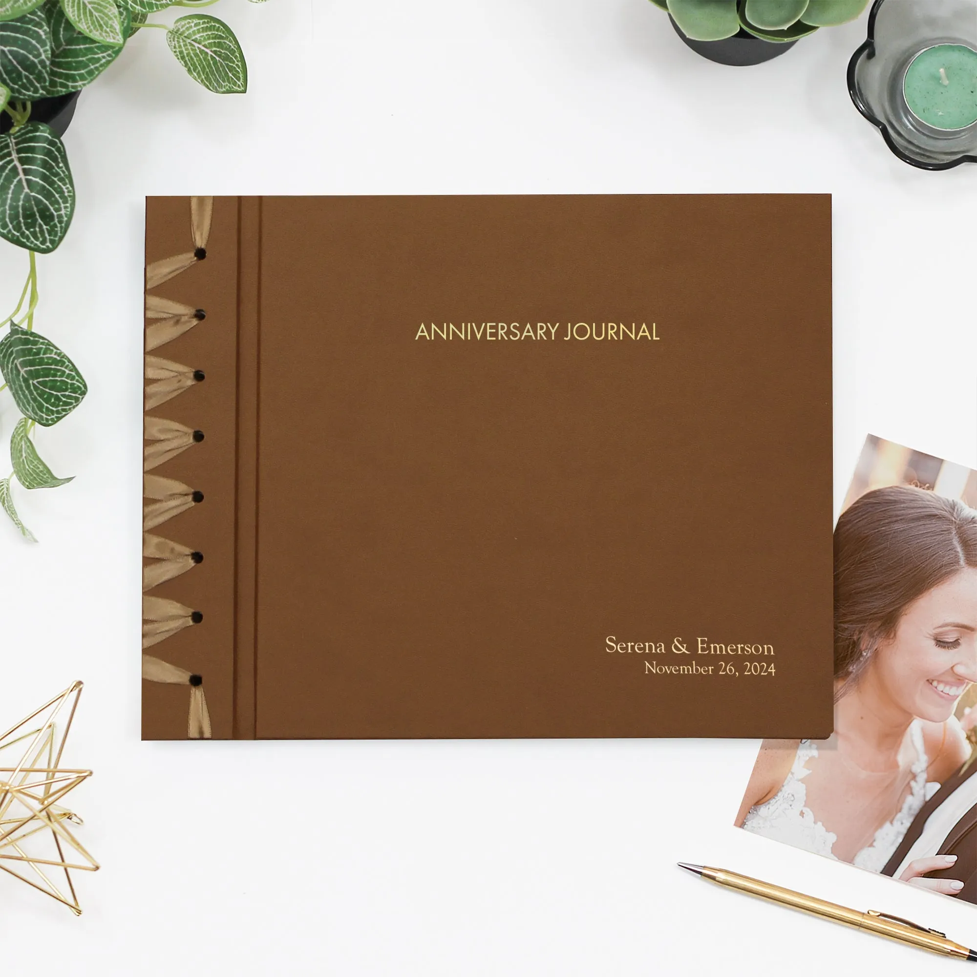 Anniversary Journal | Cover: Light Brown Vegan Leather | Available Personalized