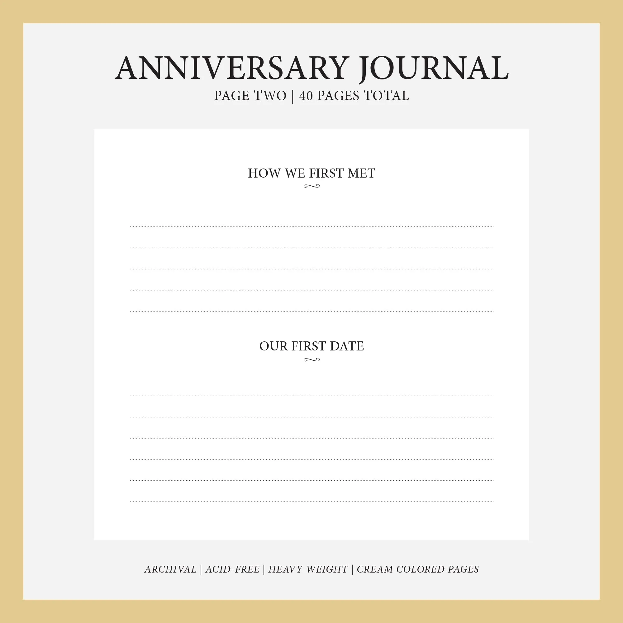 Anniversary Journal | Cover: Light Brown Vegan Leather | Available Personalized