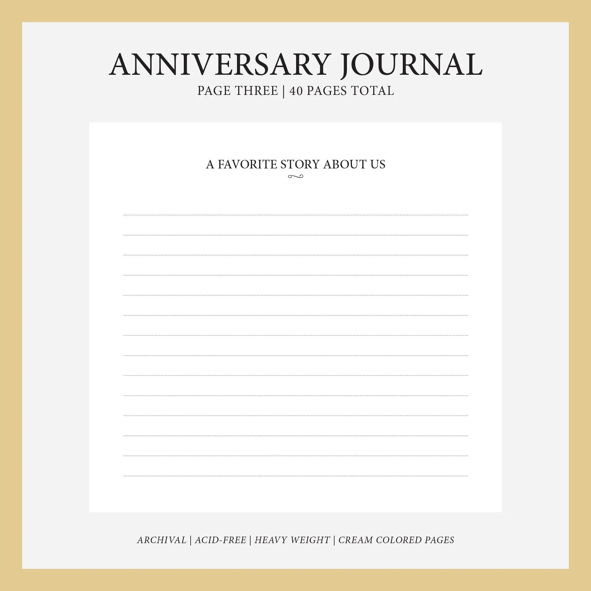 Anniversary Journal | Cover: Light Brown Vegan Leather | Available Personalized