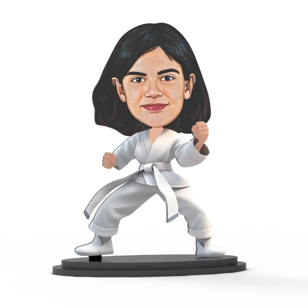 Avatar Stand Personalized Gift for Kids, Brother, Friends, Character Caricature Photo Frame Unique Design Customized Gift for Friends & Family Return Gift (Karate Kid Girl)