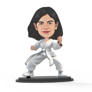 Avatar Stand Personalized Gift for Kids, Brother, Friends, Character Caricature Photo Frame Unique Design Customized Gift for Friends & Family Return Gift (Karate Kid Girl)