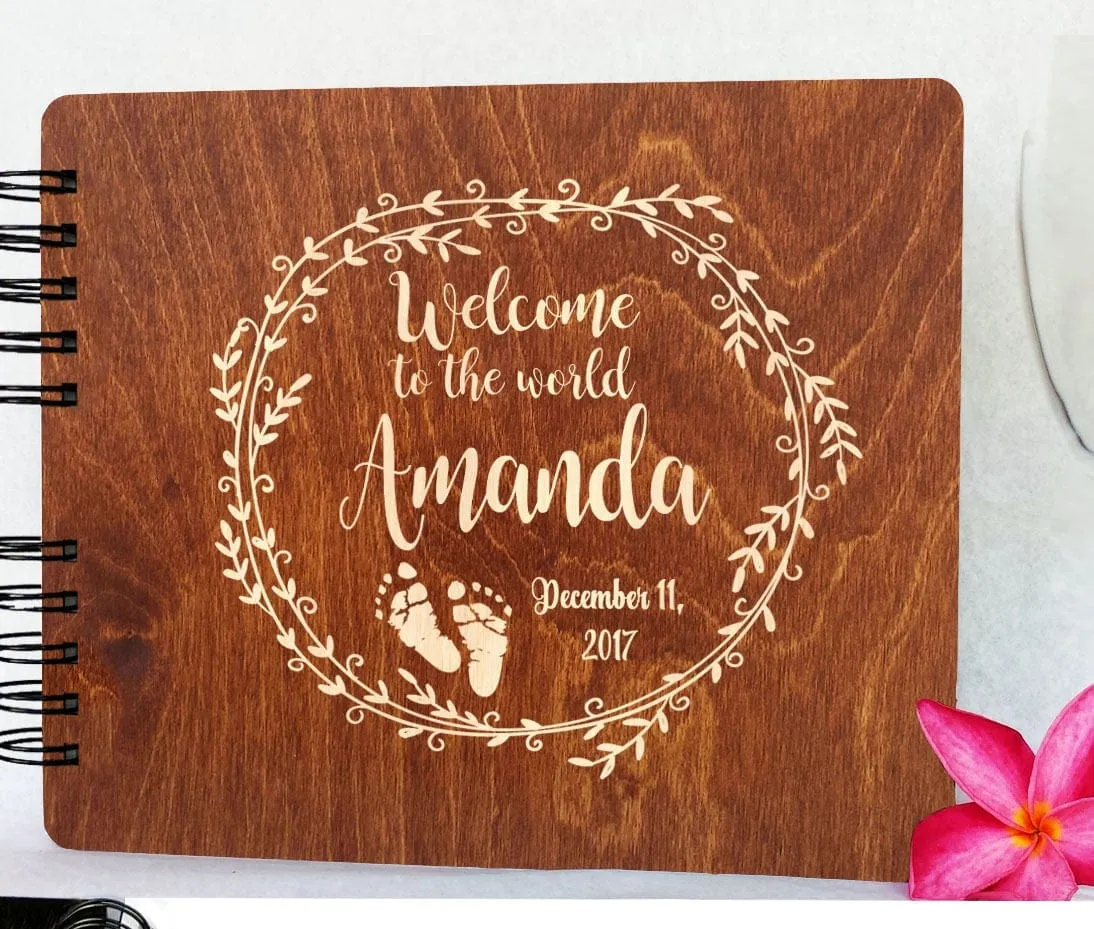 Baby Shower Guest Book Personalized Wooden Guestbook  8.5x7" Made in USA  Baby Shower Party Supplies Baby Shower Decor Wood Rustic Boy Girl