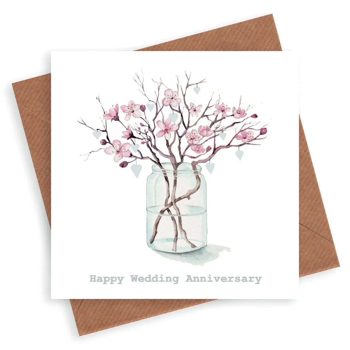 Blossom and Hearts Anniversary Card