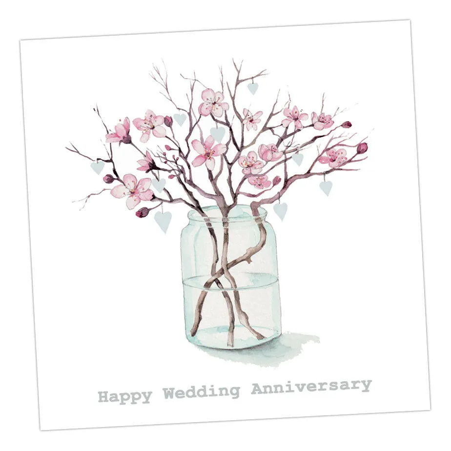 Blossom and Hearts Anniversary Card