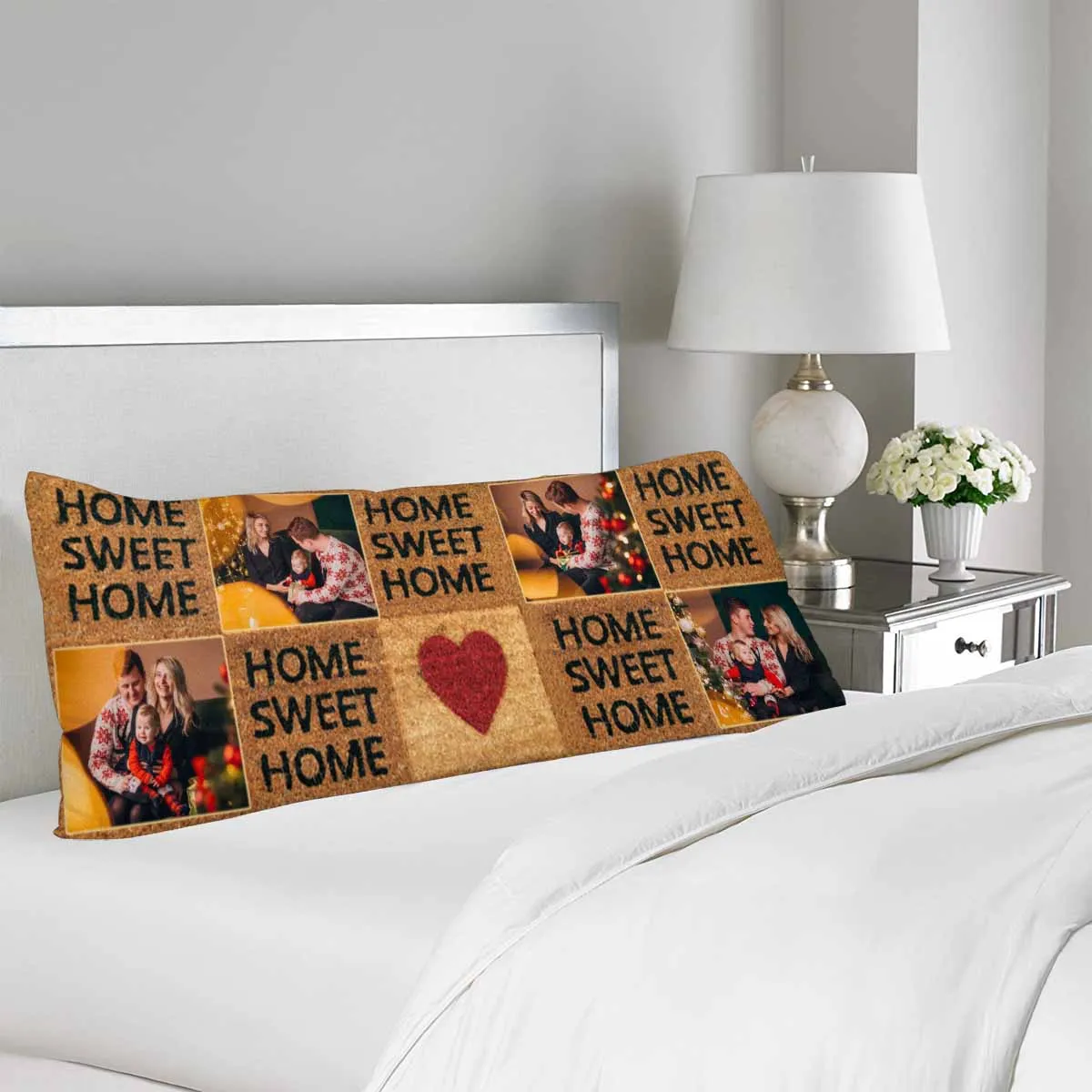 Body Pillow Cover with Picture on It Custom Photo Love Sweet Home Body Pillow Case for Living Room 20"x54"