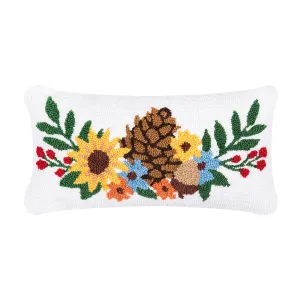 Botanical Pinecone Hooked Mini Pillow