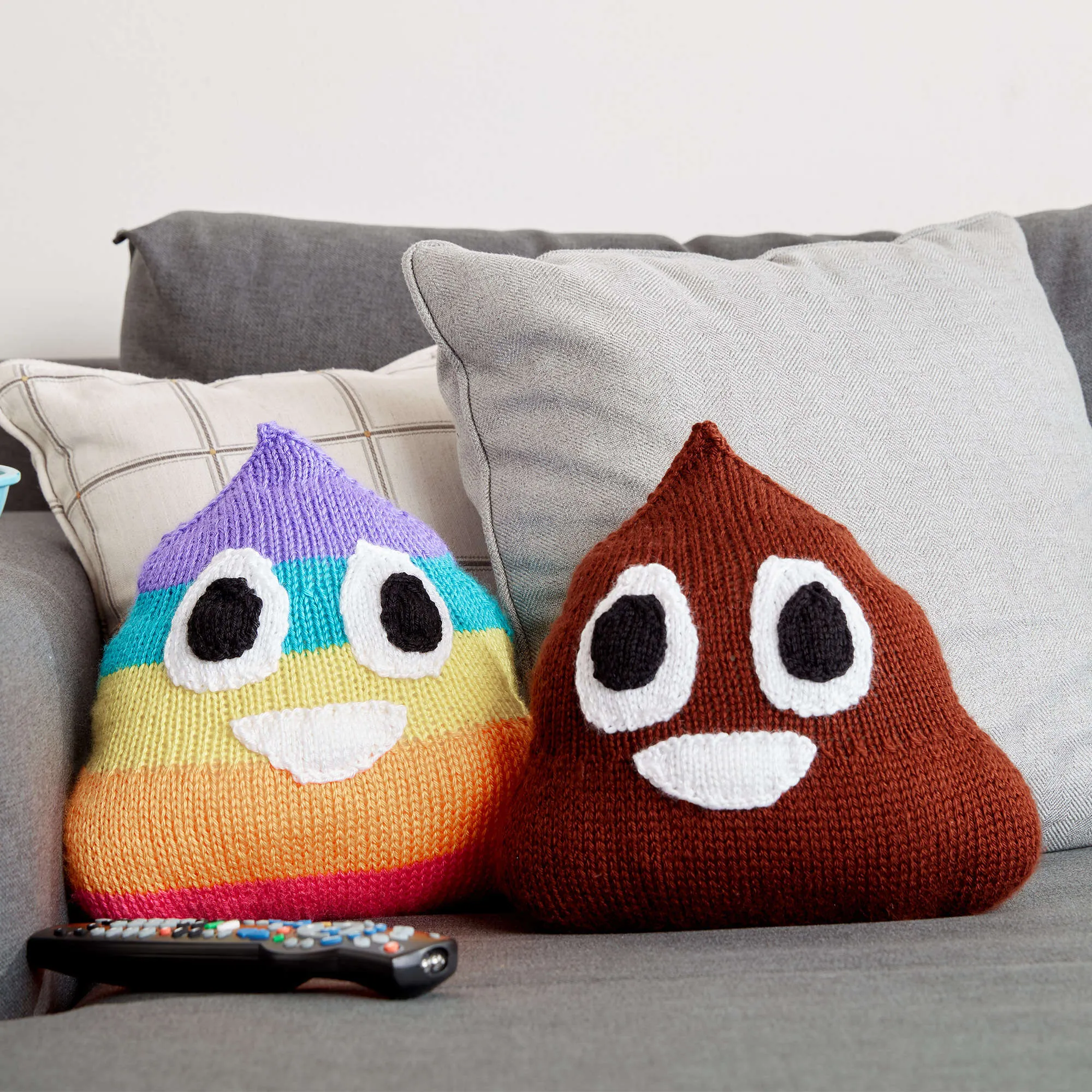 Caron Poop Emoji Knit Pillows