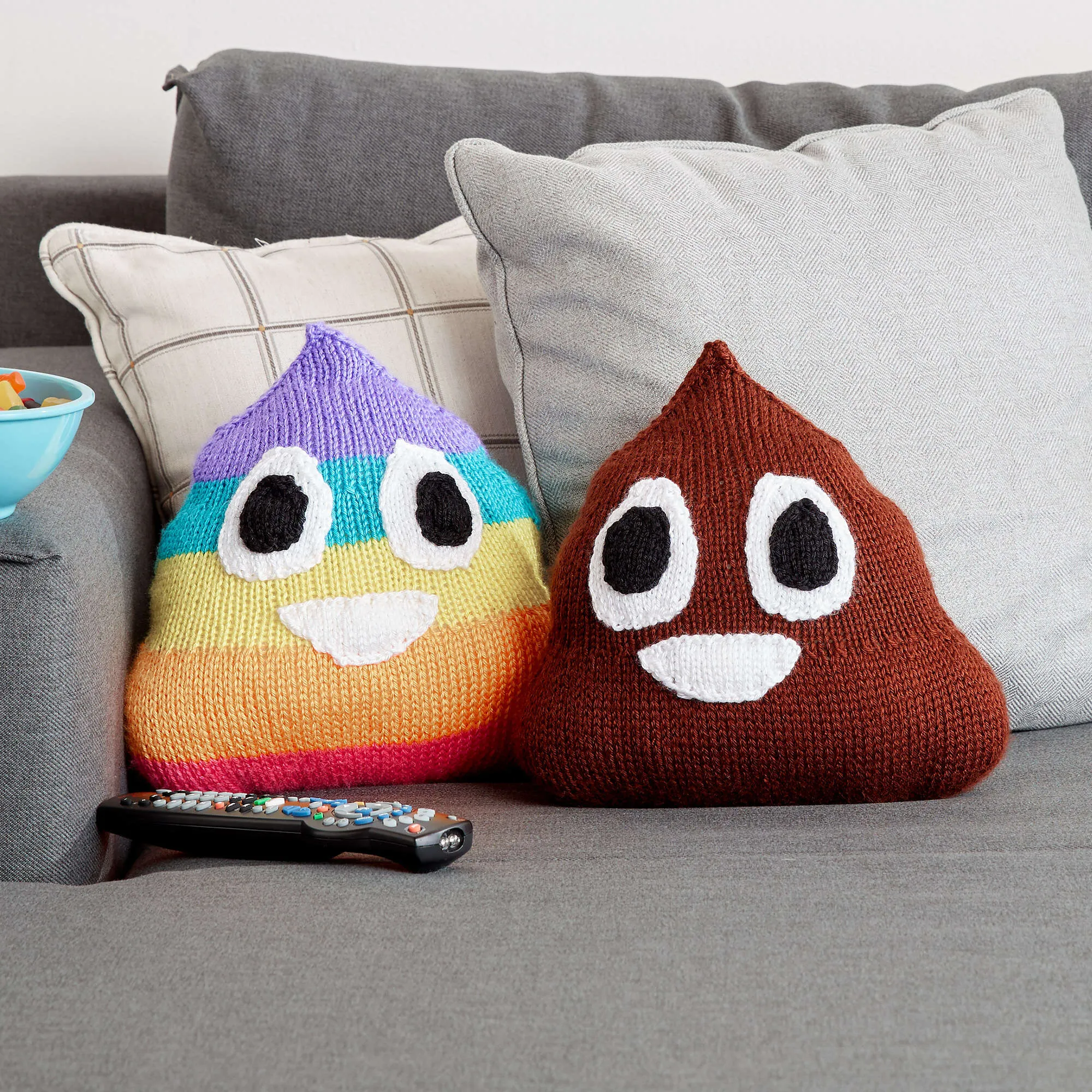 Caron Poop Emoji Knit Pillows