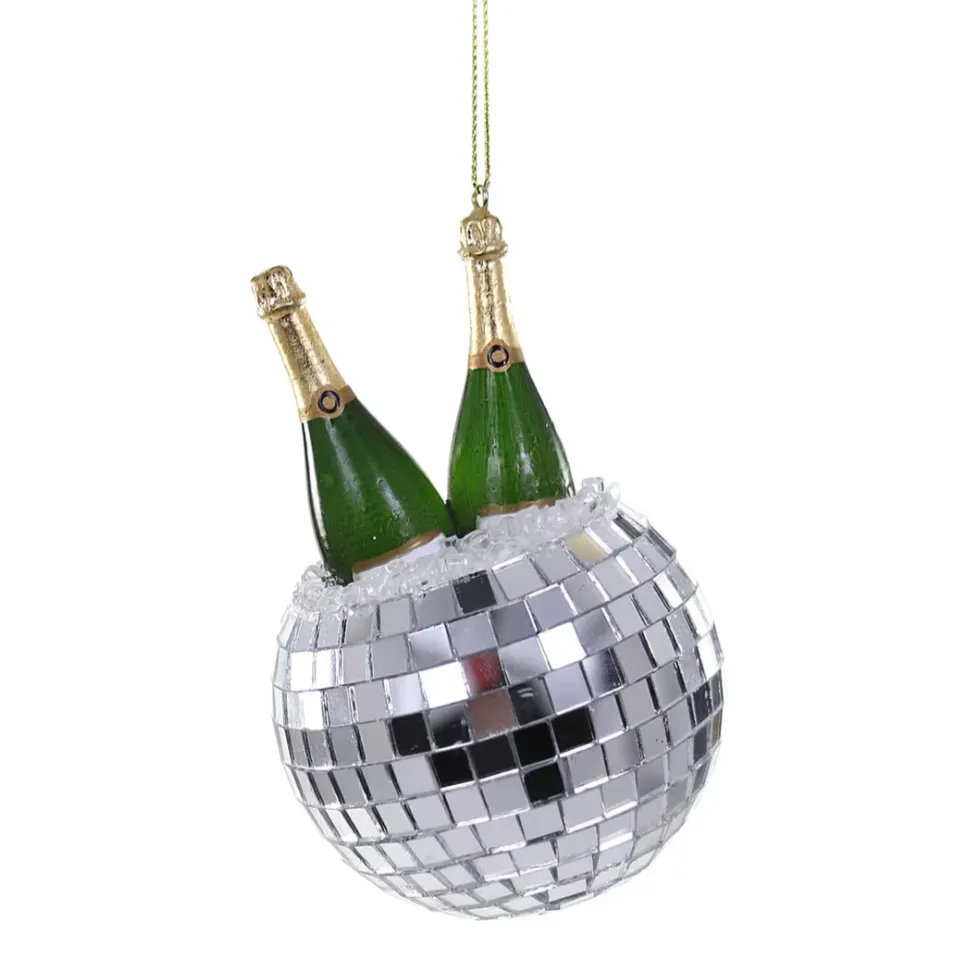 CHAMPAGNE IN DISCO BALL ORNAMENT BY CODY FOSTER