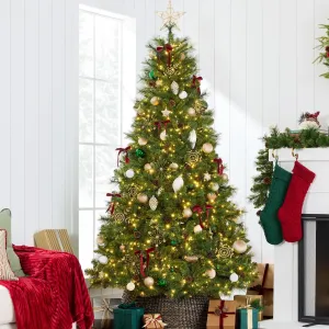 classic 4.5ft Pre-Lit Scotch Pine Christmas Tree w/ 396 Branch Tips, 150 2-in-1 LED Lights 7.5' 7.5'