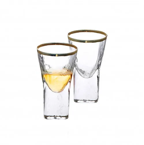 Classic Touch clear/gold Pebble Liquor Glasses 6pc