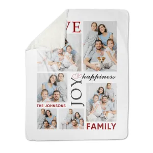 Collage Family Joy Love Premium Fleece Photo Blanket