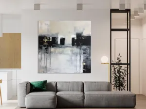 Contemporary Canvas Art, Black Acrylic Artwork, Original Abstract Wall Art, Hand Painted Canvas Art, Extra Large Abstract Painting for Sale