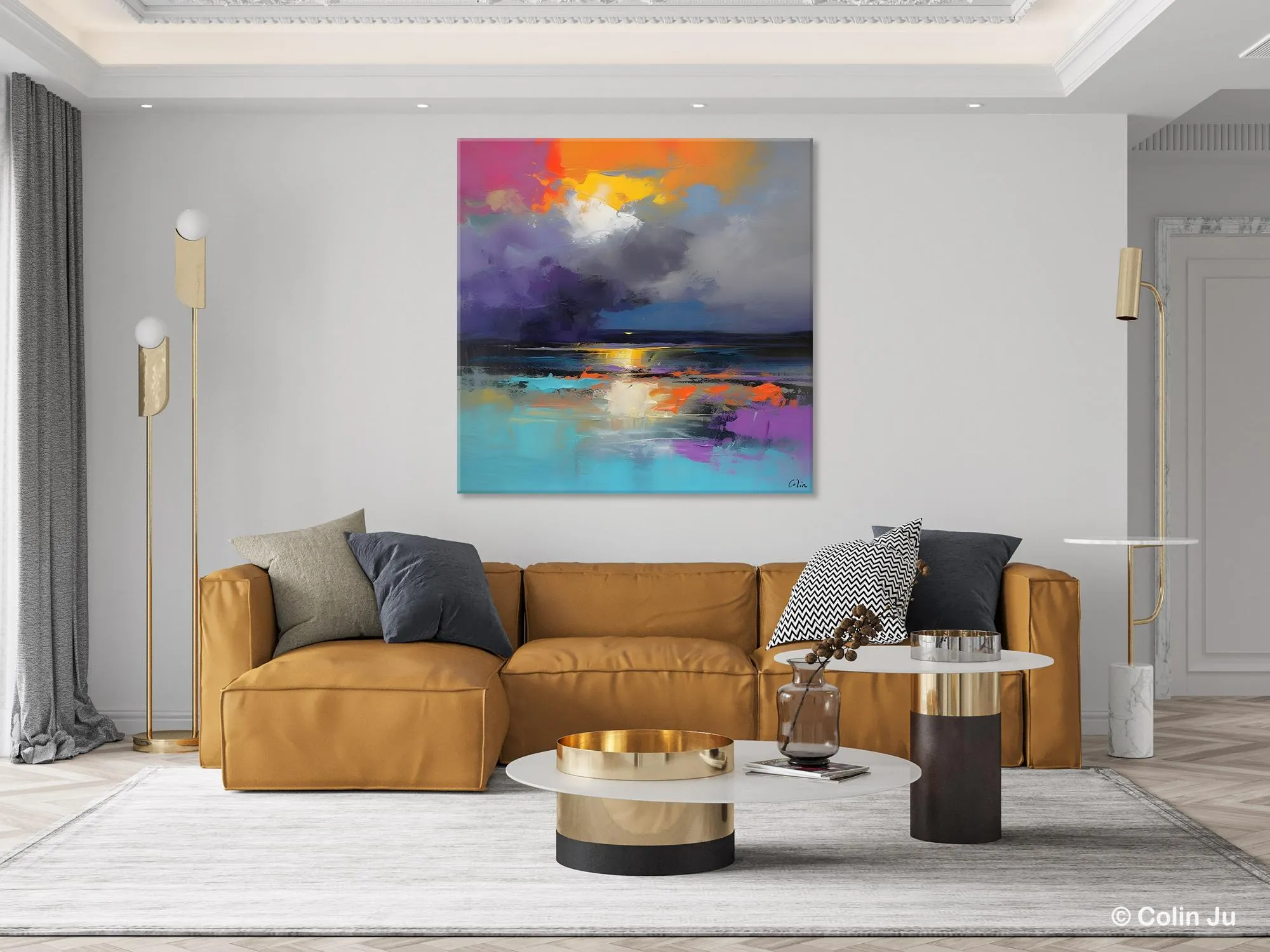 Contemporary Oil Painting on Canvas, Heavy Texture Canvas Art, Original Landscape Canvas Art, Oversized Landscape Wall Art Paintings