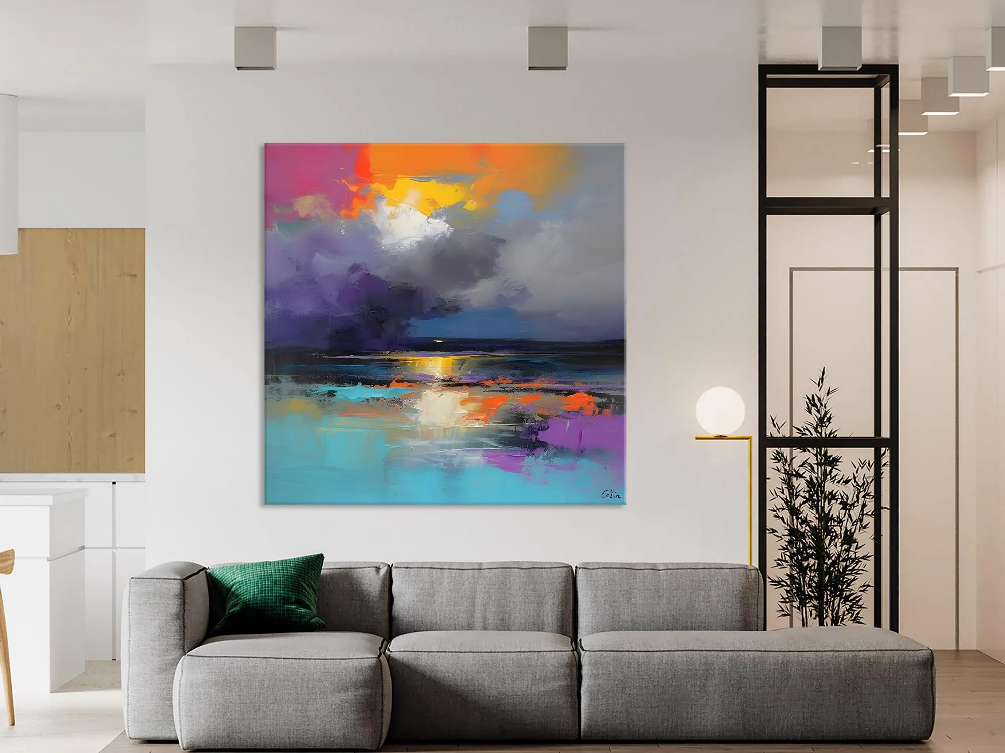 Contemporary Oil Painting on Canvas, Heavy Texture Canvas Art, Original Landscape Canvas Art, Oversized Landscape Wall Art Paintings