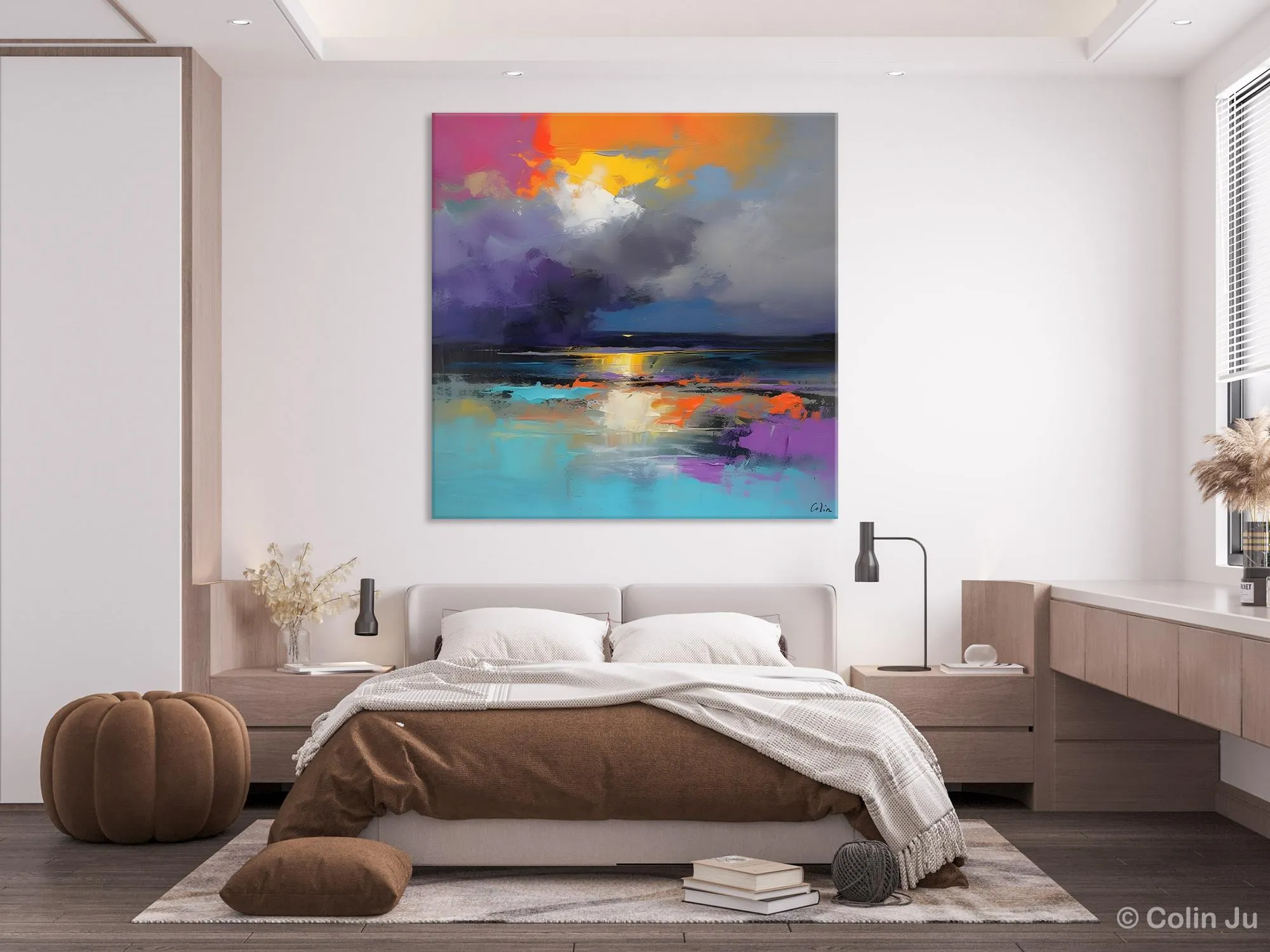 Contemporary Oil Painting on Canvas, Heavy Texture Canvas Art, Original Landscape Canvas Art, Oversized Landscape Wall Art Paintings