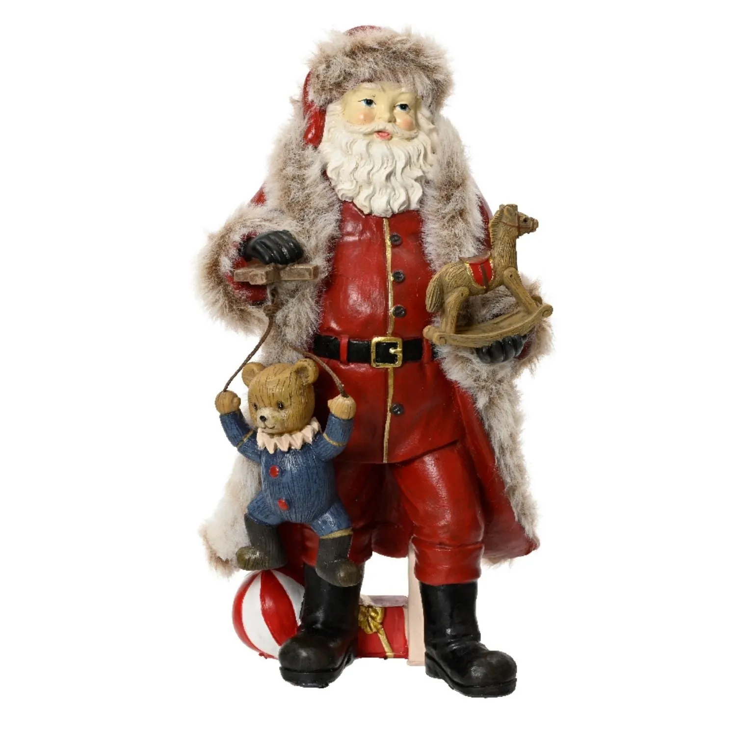 Decoris 22cm Santa & Bear Polyresin Ornament