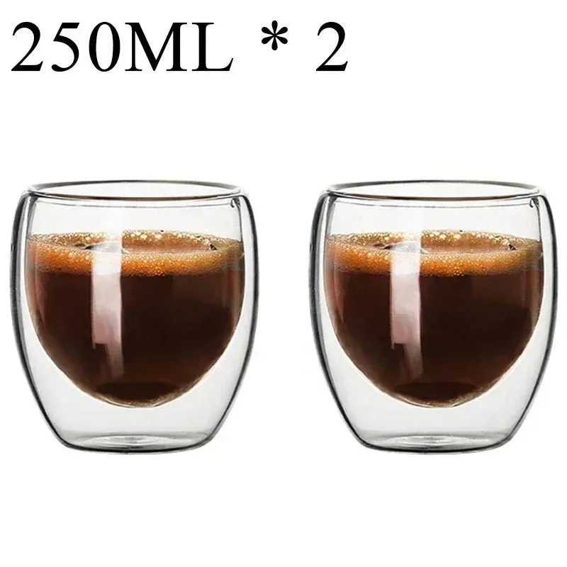 Double Wall High Borosilicate Glass Mug Set