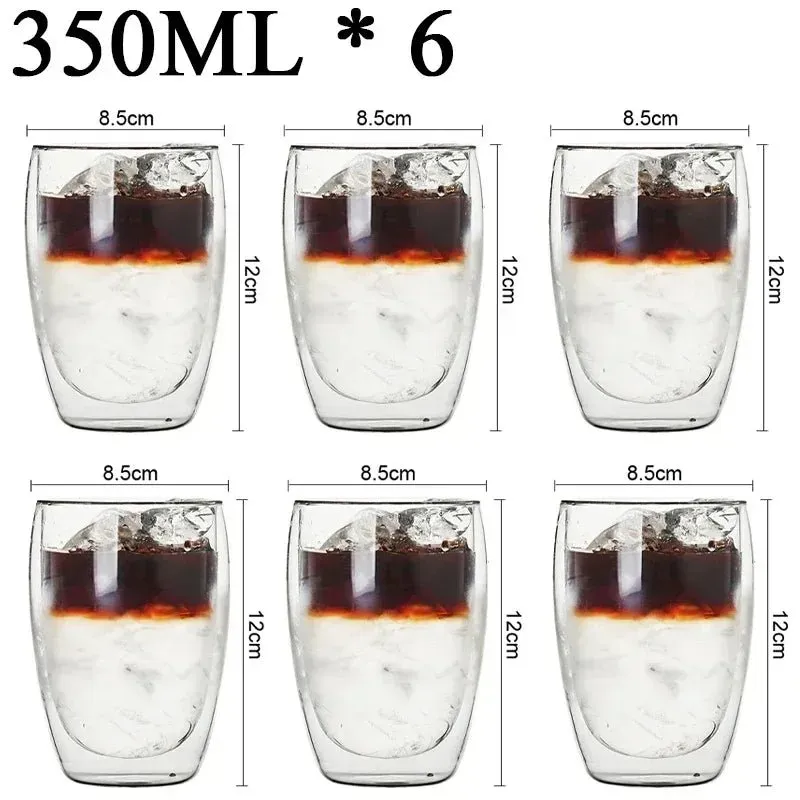 Double Wall High Borosilicate Glass Mug Set