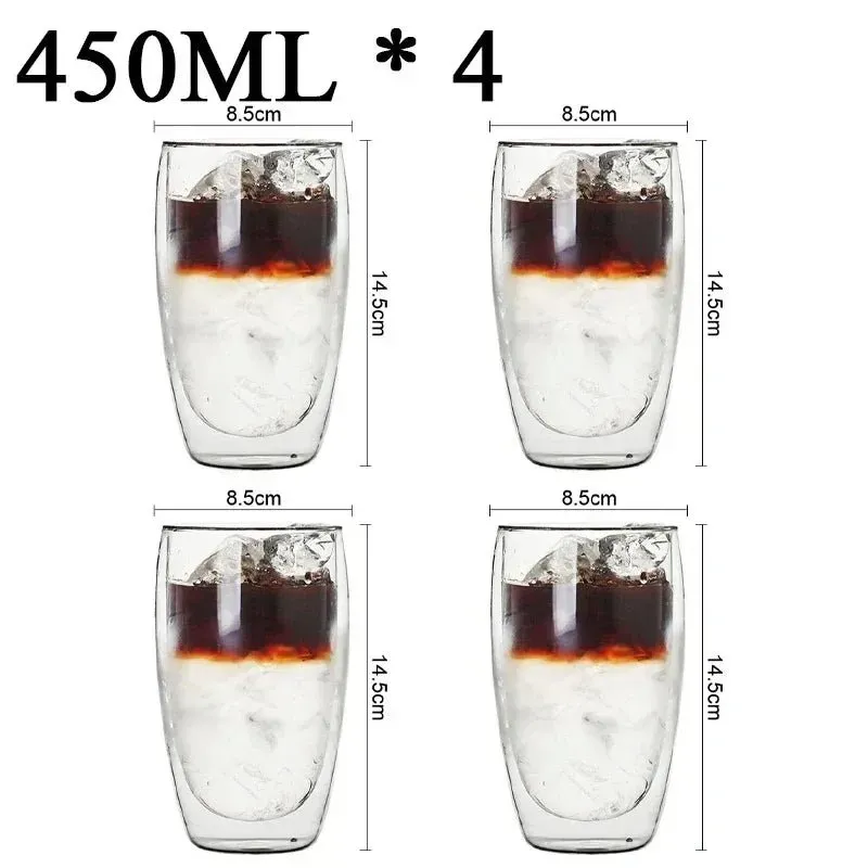 Double Wall High Borosilicate Glass Mug Set