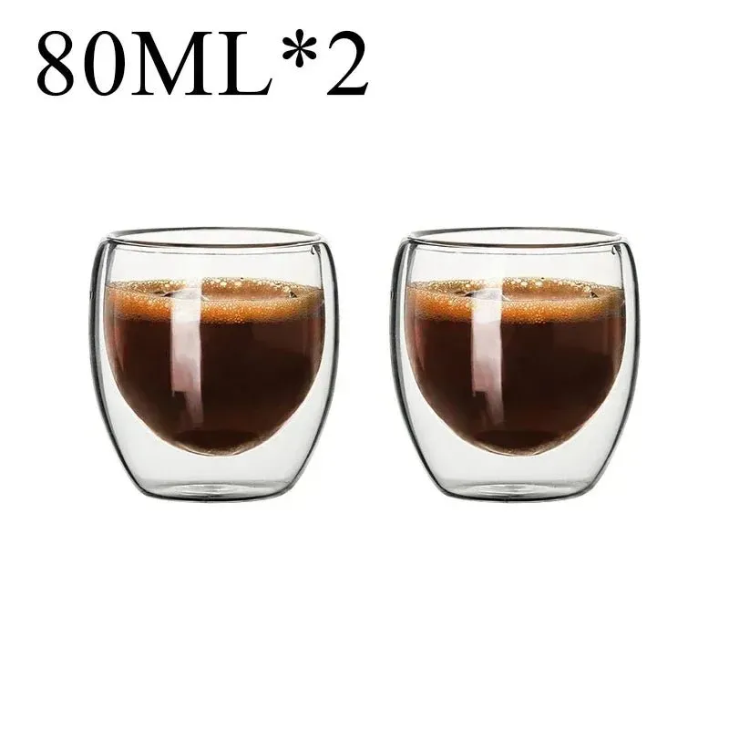 Double Wall High Borosilicate Glass Mug Set