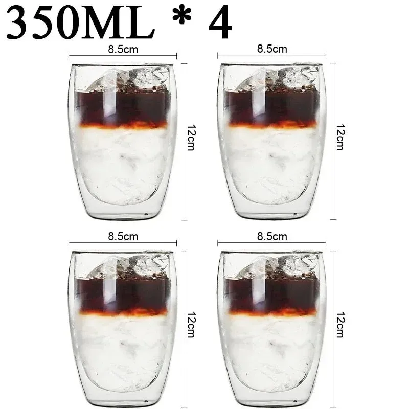 Double Wall High Borosilicate Glass Mug Set