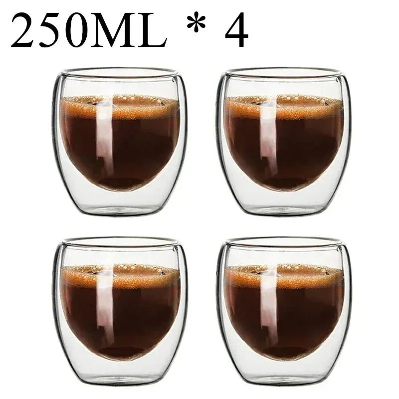 Double Wall High Borosilicate Glass Mug Set